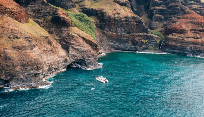Boat On Coast | Blue Dolphin Kauai