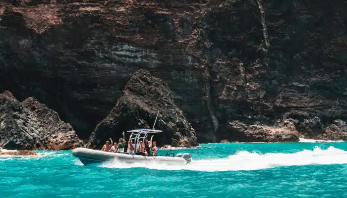 Raft near coast | Blue Dolphin Kauai