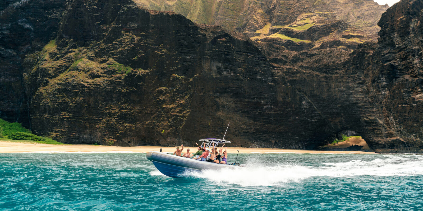 Raft on Coast | Blue Dolphin Kauai